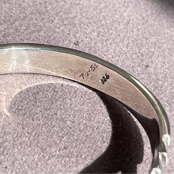 Vintage Taxco Multi-stone Hinged Sterling Silver Bracelet 36.70 grams - Picture 4 of 9